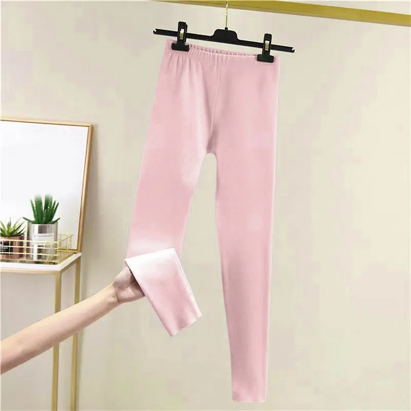 Mallas cálidas de terciopelo para mujer, pantalones ajustados de felpa con cintura elástica, Otoño e Invierno