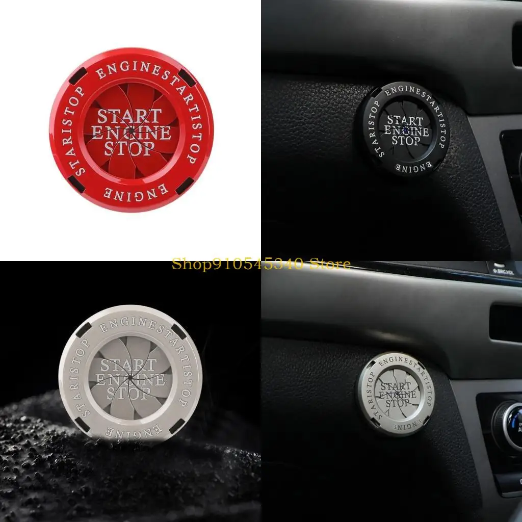 

U2JA Motorcycle Car Engine Start Stop Button Cover Ignition Switch Rotatable for Protection Cap Interior DecoratIon Decor Sti