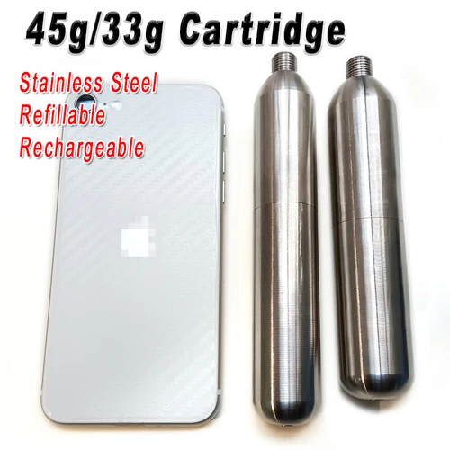 Imagen 1 del producto Cartucho de recarga de lata de Gas, Mini cilindro de buceo, tanque de oxígeno para natación, salvavidas neumático, 1/2-20unf, 45g, 33g