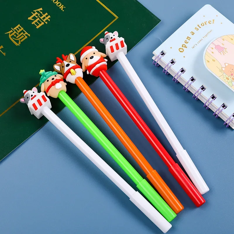 24Pcs Christmas animal styling three-dimensional gender-neutral pen, holiday student stationery office supplies