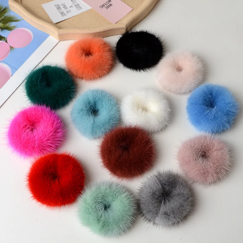 100% Real Mink Fur Hair Rope Women Accessory Flurry Headband Hair Ties Holder Elastic Highgrade Luxury Fashion Hair Ring