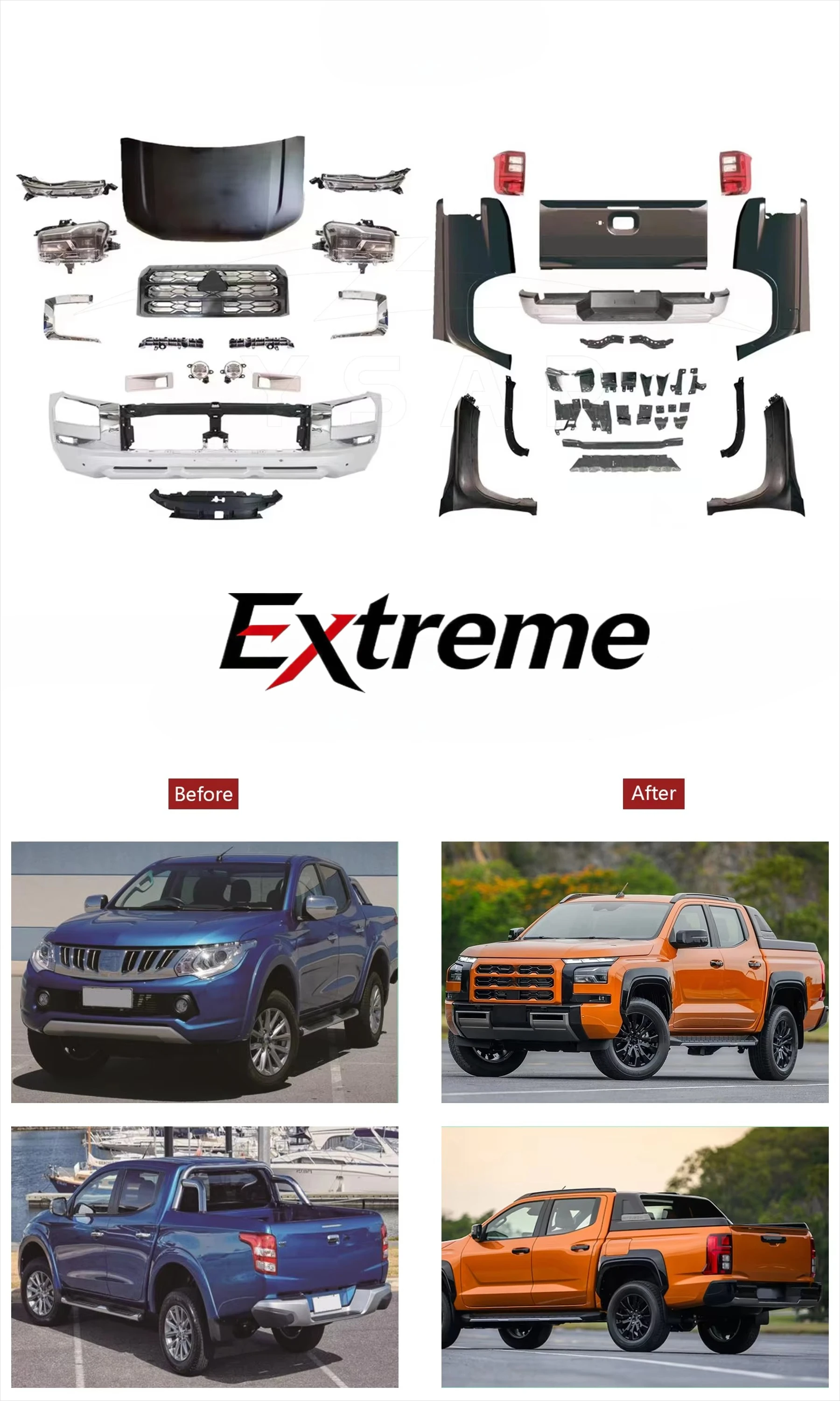 2015-2019 NEW High Quality Triton L200 Upgrade to 2024 Body Kit