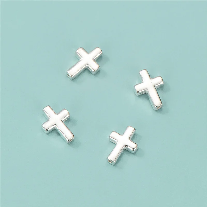Genuine Real Pure Solid 925 Sterling Silver Cross Loose Beads Spacers Bead Jewelry Making Findings Components