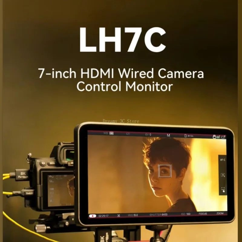 Portkeys LH7C 7 Inch 1000Nit Monitor With Video Control Cable HD IPS Touch Screen Wired-Control Camera Color-Grading Monitor