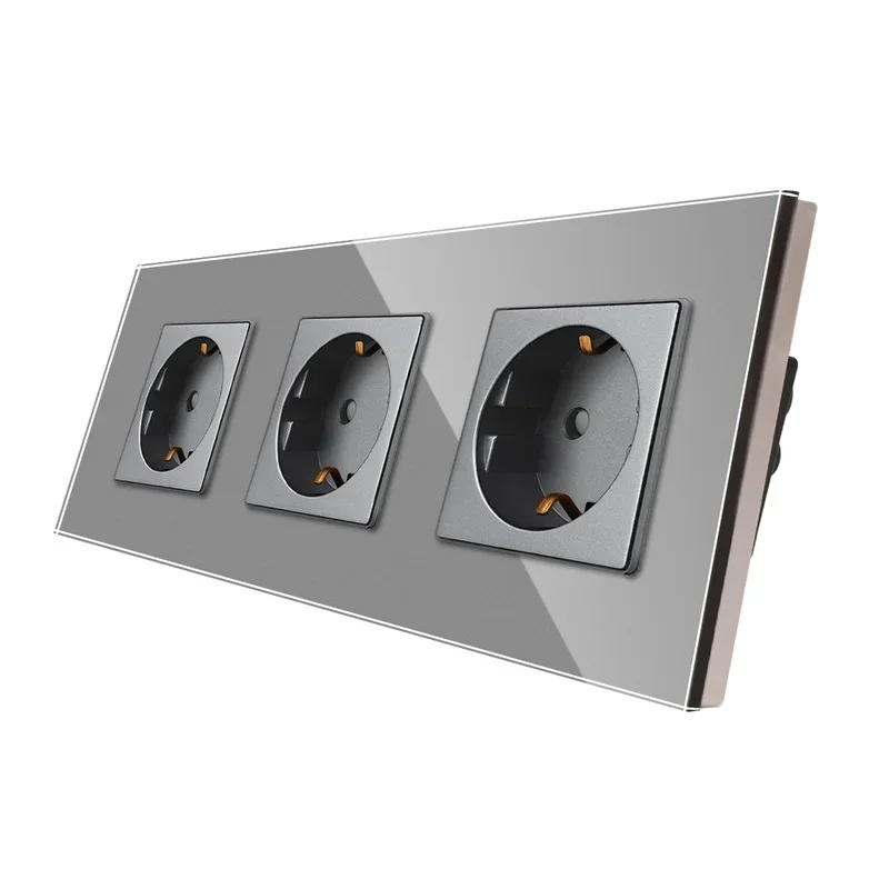 Bingoelec Grau Licht Schalter und Steckdose mit Kristall Glas Panel Home Verbesserung lichtschalter 7