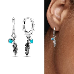 Doppel -Hoop -Ohrringe für Frauen, 925 Silberchark, originale Pandora -Anfälle, DIY -Juwelengeschenk, heißer Verkauf, neu, 2024 10 Hauptverkäufe Pandora Ohrring - №3