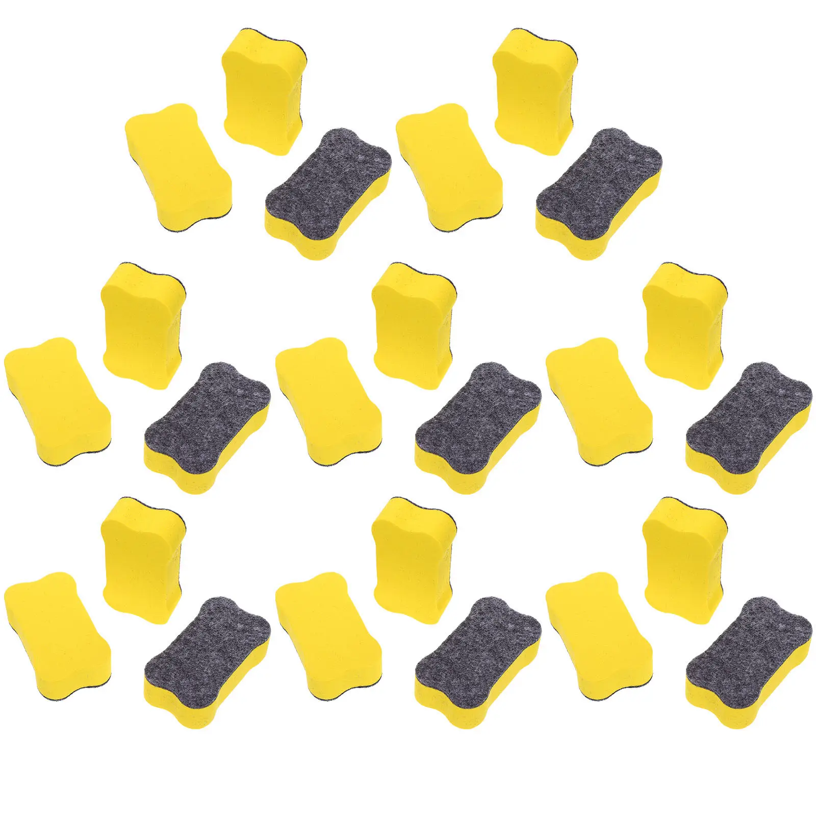24Pcs School Whiteboard Erasers Lightweight Dust Free Washable Portable Eva Felt Cloth Bone Shape for Training Institutions