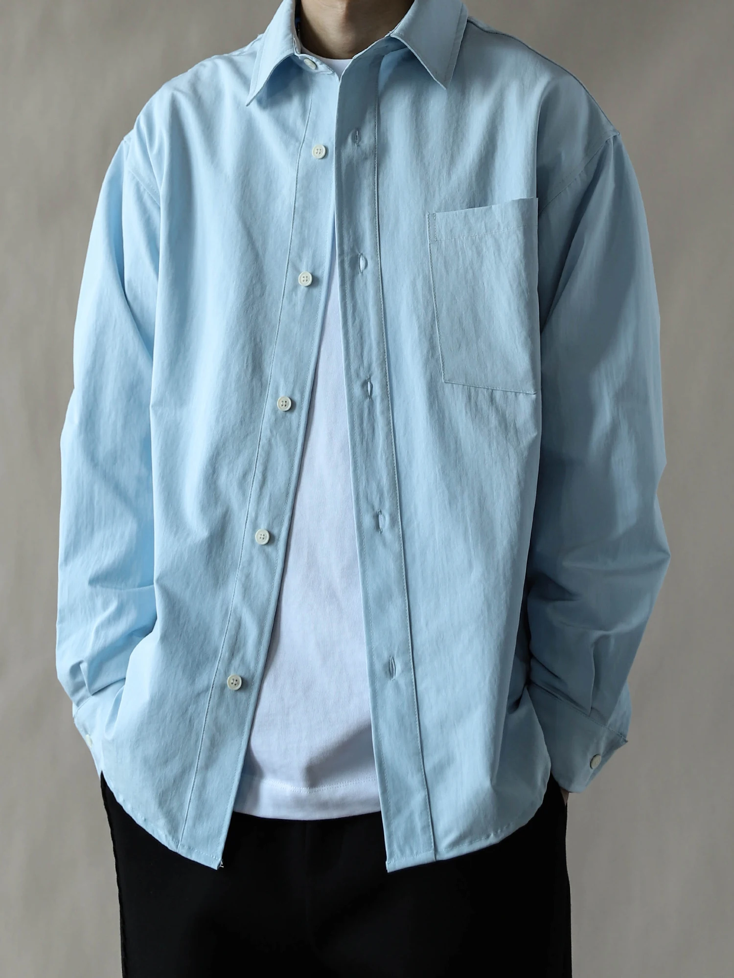 

Loose Fit Long Sve Blue irt Men's Casual Sle Workwear irt Polyester Fabric Anti-Deformation Spring 2026 Large Size