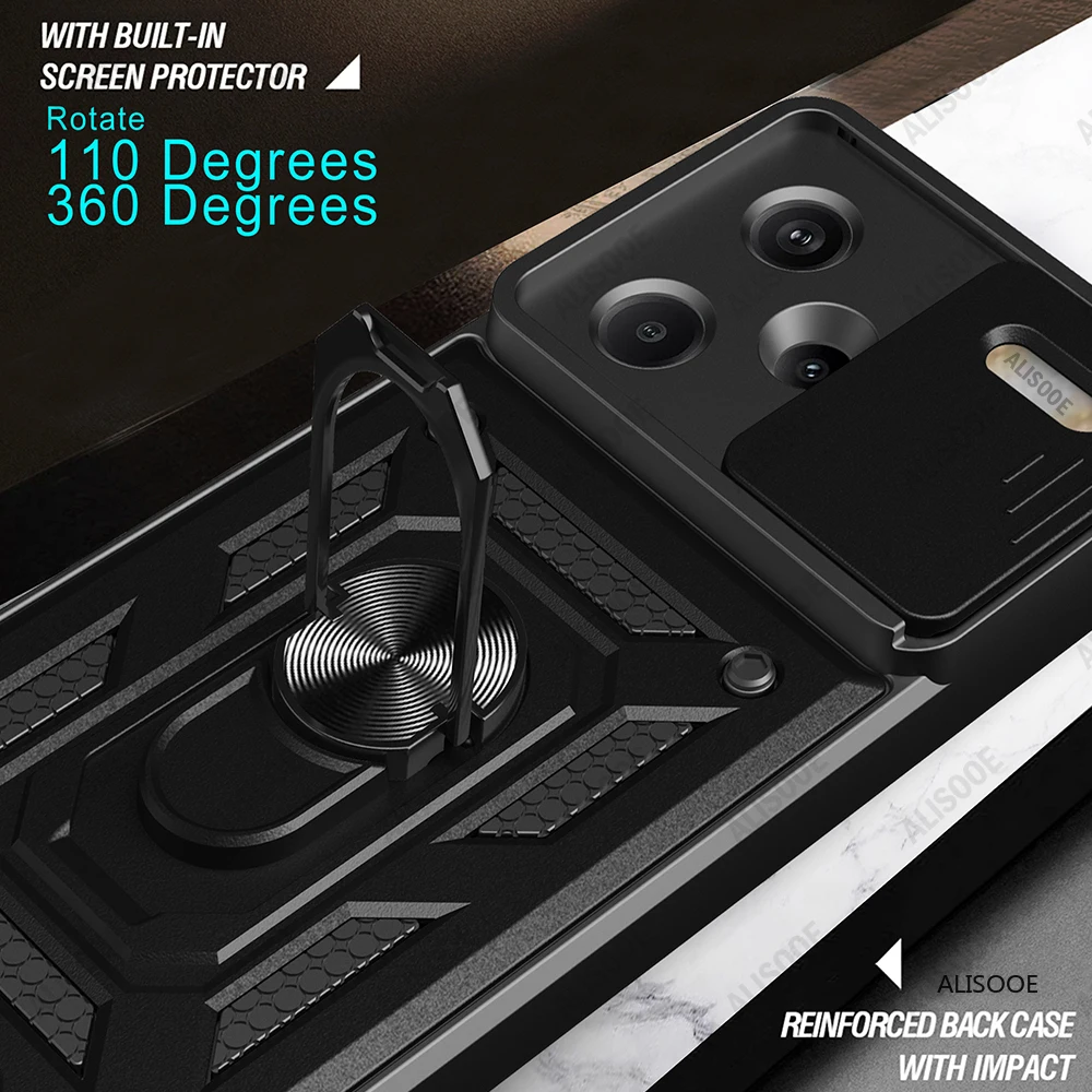 เคส C65สำหรับ redmi Note 13 Pro PLUS 5G poco Pro X6สไลด์กล้องเลนส์ป้องกันฝาครอบขาตั้งสำหรับ Xiaomi 13T redmi 13C capa