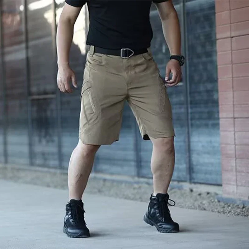 Celana Pendek Kargo Saku Ritsleting Pria Baru Celana Pendek Taktis Perkotaan Tahan Air Musim Panas Pria Celana Pendek Panttdoor Mendaki Kemah Trek Ukuran M-6XL
