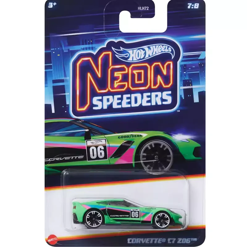 Official Hot Hot Wheels Car Neon Speeders Boys Toys 1:64 Diecast Corvette Cadillac Porsche 911 Ford GT BMW Mercedes Benz Model