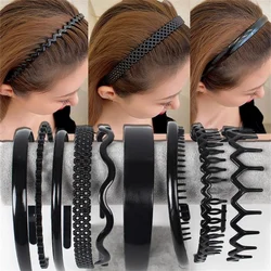 AISHG erkekler parlak siyah saç bandı kadınlar için yüz yıkama bandı gizli çember Hairband spor Slicked-geri tutun kız saç aksesuarları