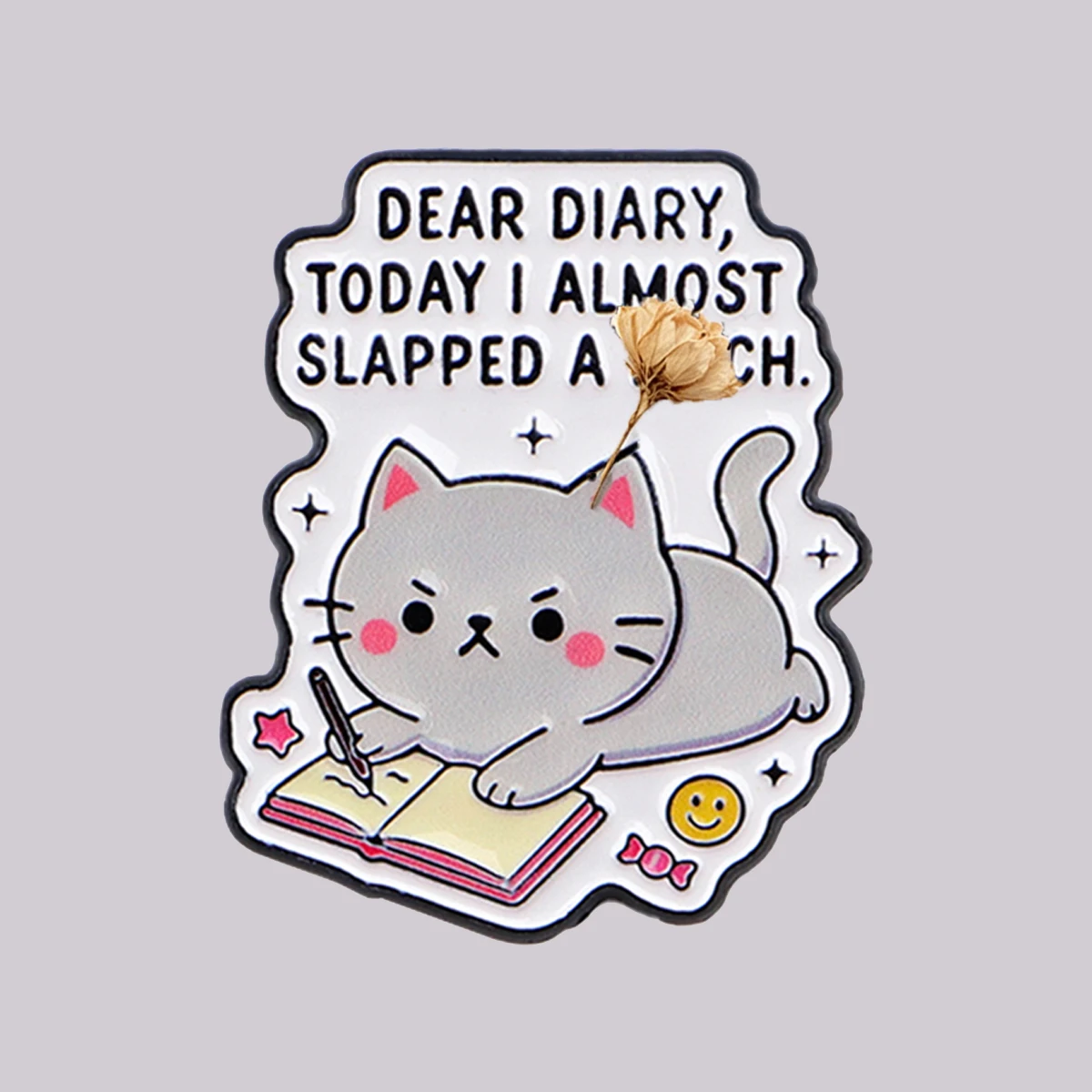 Cute Cat Quotes Enamel Pin DEAR DIARY Brooch Pines Lapel Pins Badge on Backpack Clothing Accessories Funny Jewelry Gifts