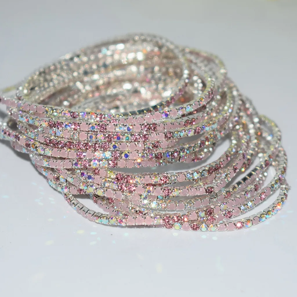 Fashion Hand Jewelry Elegant Single Row Bracelets Thin Bracelets Elastic Rhinestone Elastic Bracelet For Gift For Women Party