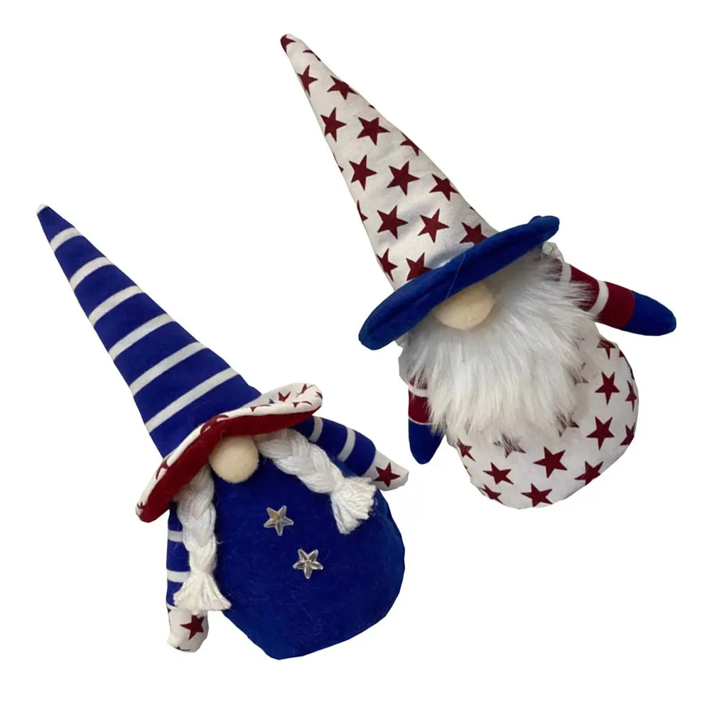 

Набор из 2 безликих гномов ко Дню независимости, патриотический декор в виде гномов для дома, офиса, окна, спальни, украшения для вечеринок, красный, белый, синий