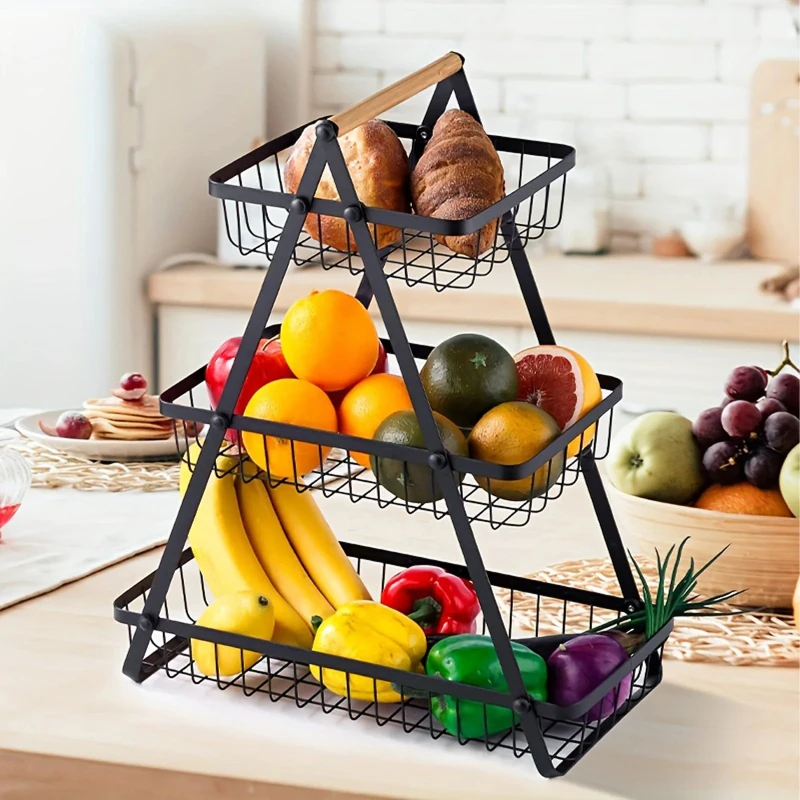 

3 Tier Countertop Fruit Basket,Portable Fruit Bowle Basket Kitchen Organizer Storage & Dining Room Fruits Vegetable Bread Snacks