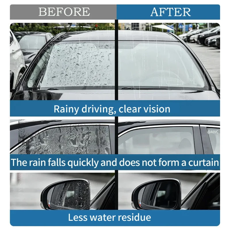 Car Glass Waterproof Coating Aivc Windshield Mirror Anti Rain Waterproof Spray Liquid Nano Hydrophobic Cleaner Accessory