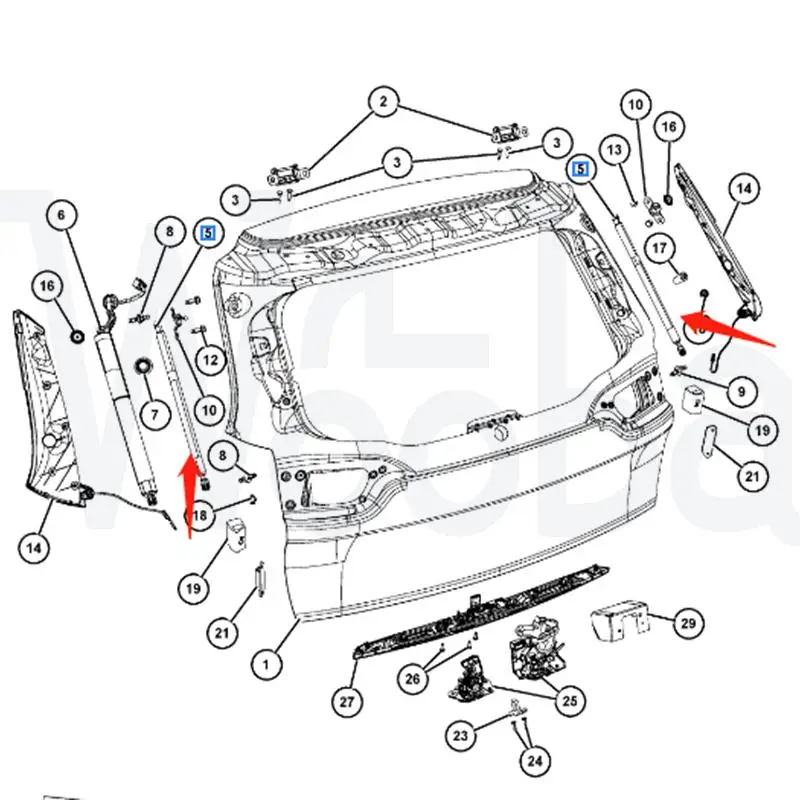 قوس الباب الخلفي من Wooba-Power LH RH لسيارة جيب شيروكي (ليبرتي) 2013-2020 ، 68289846AB 68103072AB 68103066AB 68103073AB