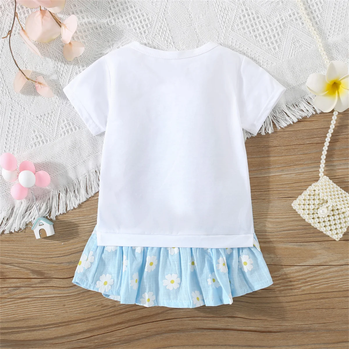 Flower Cat Print Infant Dress Summer New Girls\' Baby Short Sleeve Dress Cute Girl Children\'S Clothing