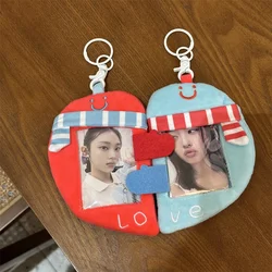 Kawaii Heart Card Holders Love Couple Photocard Pendant Creative Keychain Idol Photocard Sleeves