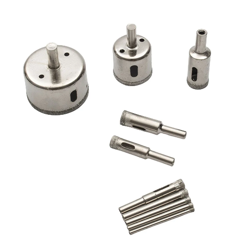 10pcs 3-50mm diamante vetro marmo trapano foro foro apri sega piastrelle di marmo in ceramica apertura strumento per la lavorazione del legno Set di punte per trapano in vetro