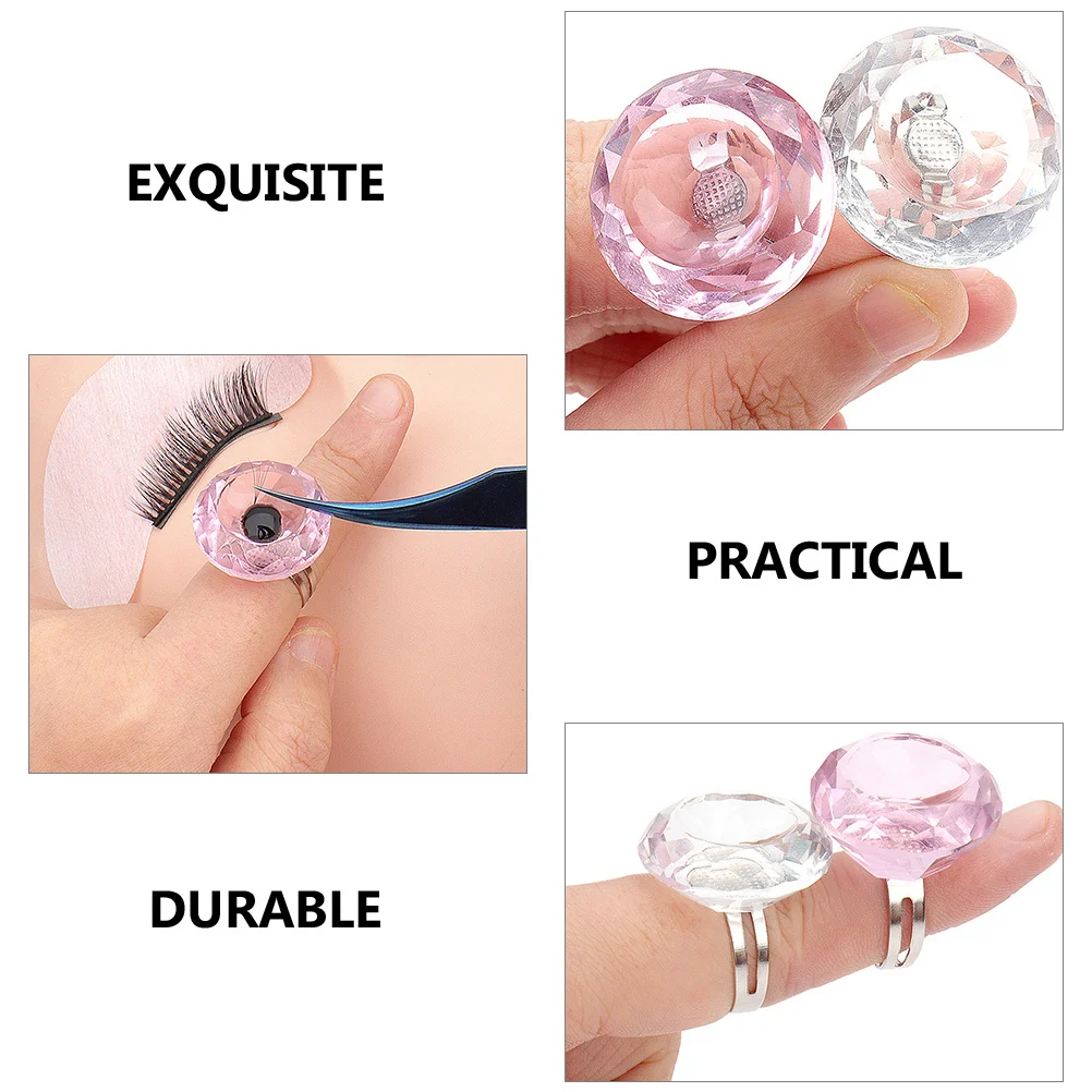 2개 크리스탈 피그먼트 링 속눈썹 글루 홀더 래쉬 오거나이저 연장용 마이크로블레이딩 타투 용품