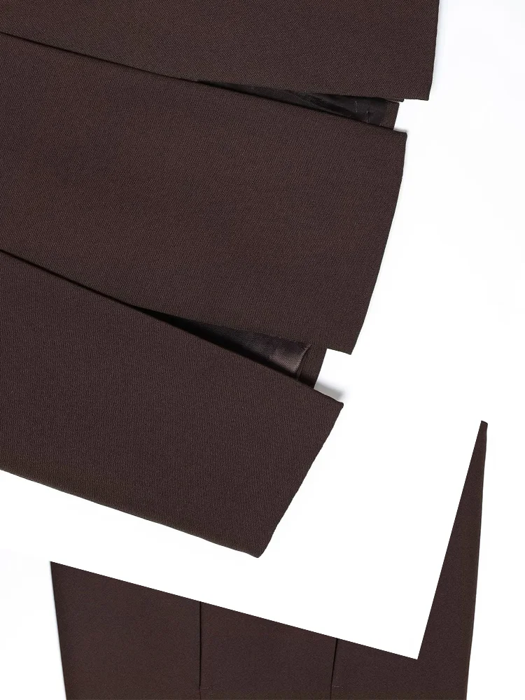 

HH Women Fashion Turn-Down Collar Single-Breasted Pocket Decorated Blazer Jacket+High-Waist Zipper Skirt Elegant Slim Skirt Suit