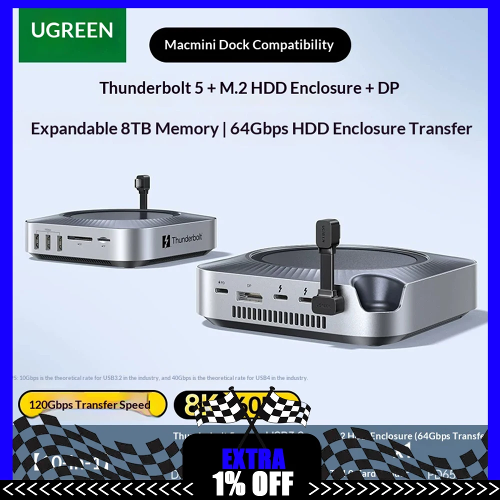 UGREEN CM841-65487 Expansion Dock USB Typec HDMI Suitable For Macmini M4Pro Expand 8TB Memory 64Gbps Transmission