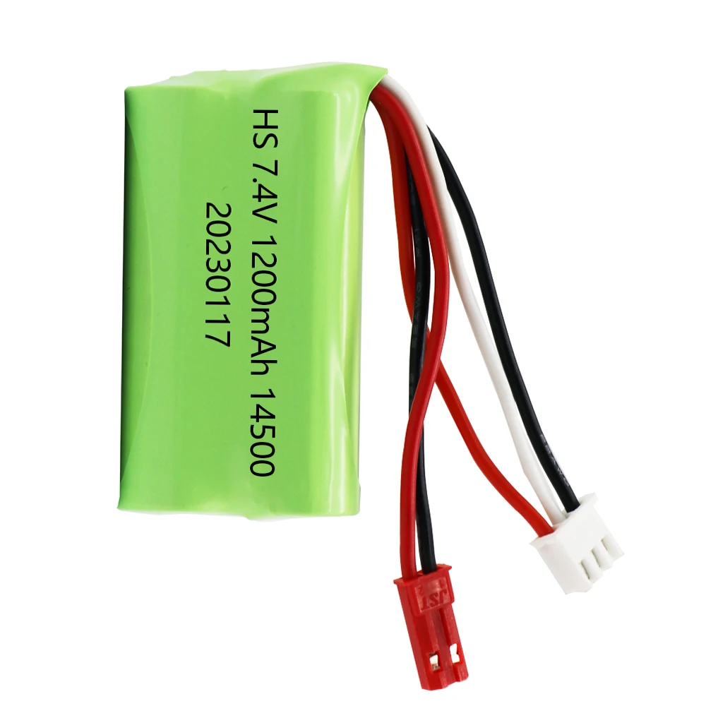 7.4 فولت 1200mAh 14500 JST التوصيل بطارية ليثيوم أيون للألعاب الكهربائية المياه رصاصة بندقية اللعب ملحق 7.4 فولت بطارية للمركبات RC اللعب