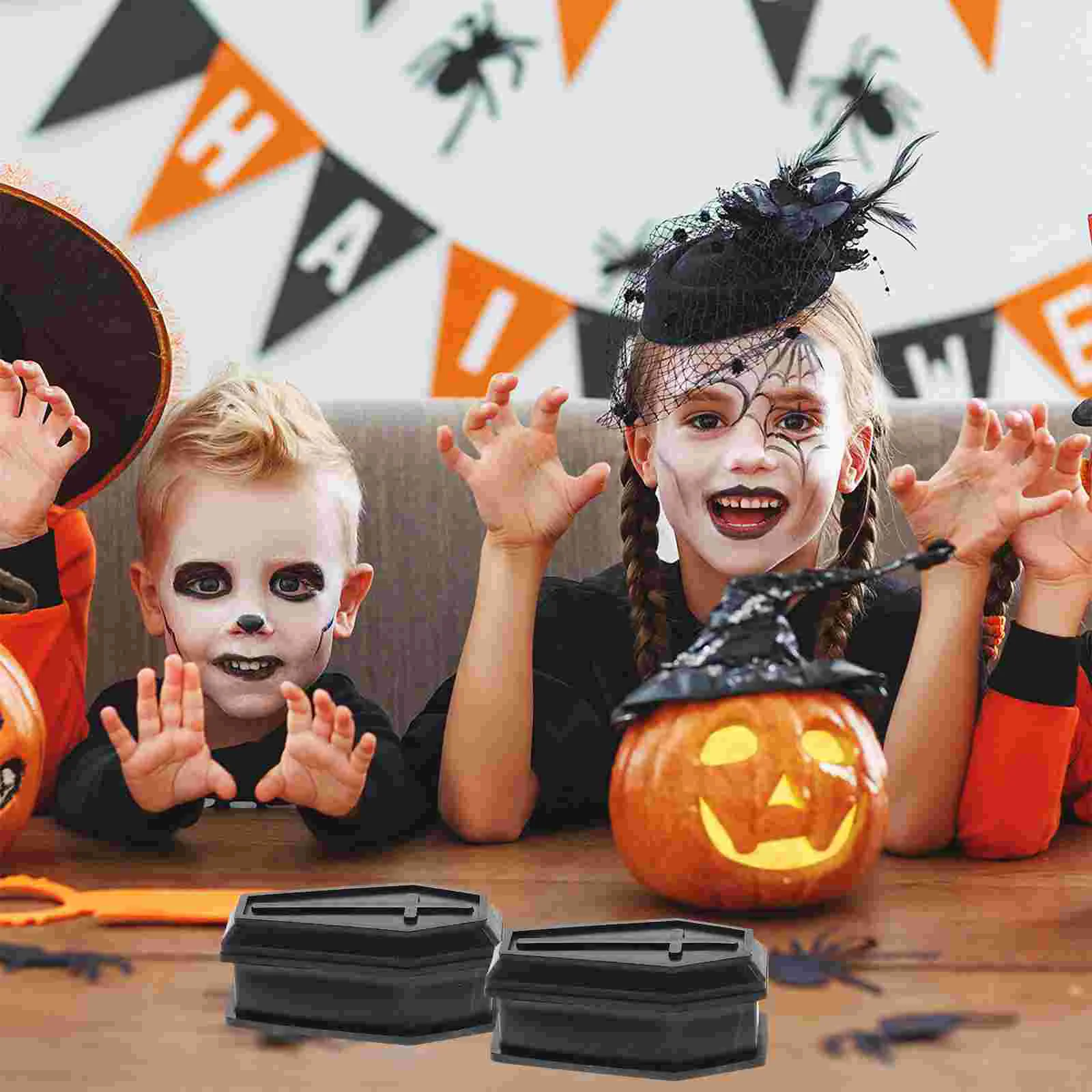

2 Pcs Coffin Ornaments Halloween Coffins Decor Caskets Prop Adornment for Prank Cake