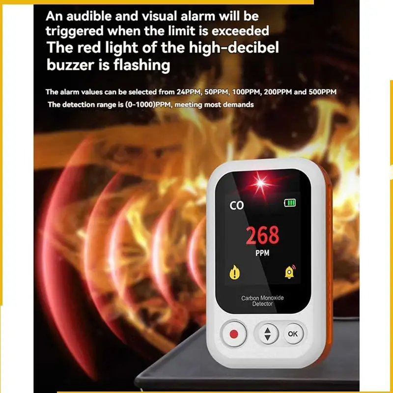 A93P ポータブル一酸化炭素検出器 CO 濃度検出アラーム付き、二酸化炭素検出器