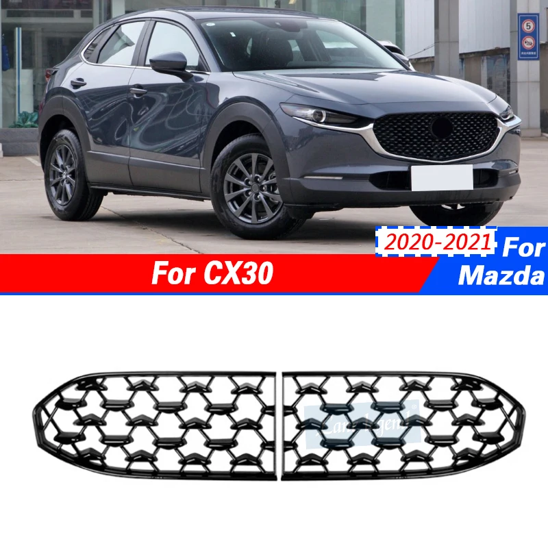 

Front Lower Bumper Grill Grille Moulding Cover For Mazda CX30 CX-30 2020-2021 Car Front Bottom Middle Net Decoration Black