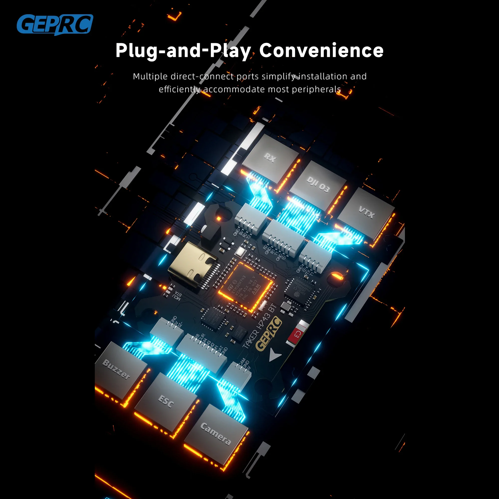 GEPRC TAKER H743 BT 32Bit 65A Stack H743 BT Vluchtcontroller H65_8S_32Bit 65A 4IN1 ESC Dual Gyro voor Racing FPV Drone MOZ7 V2