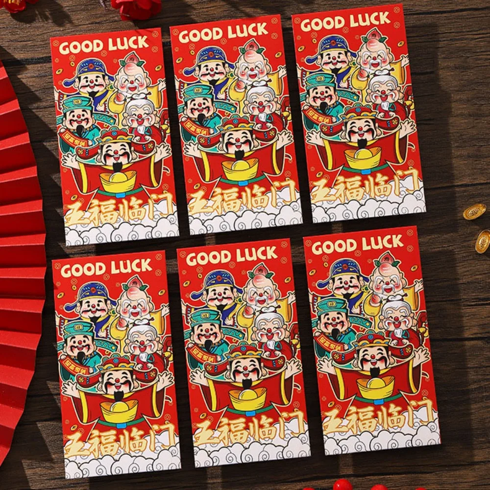 

Мультяшный каллиграфический узор, китайский Новый год, красный конверт, прямоугольный утолщенный красный пакет, однотонный ретро HongBao 2025