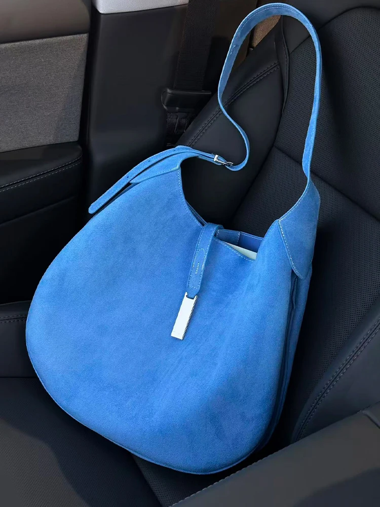 

Blue Suede Large Capaci Tote Bag Women's 2025 New Luxury mat High-End Handbag Single oulder Bag Casual Sle