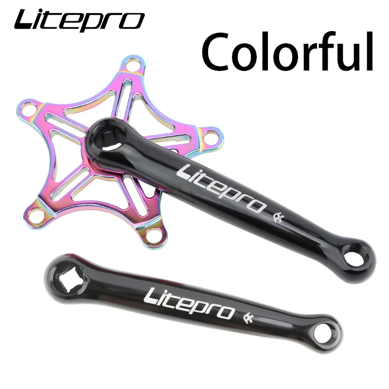 LPLitepro folding bicycle Crankset BCD130 sprocket Retro square connecting rods Crank aluminum alloy Bike Chainwheel Spare parts