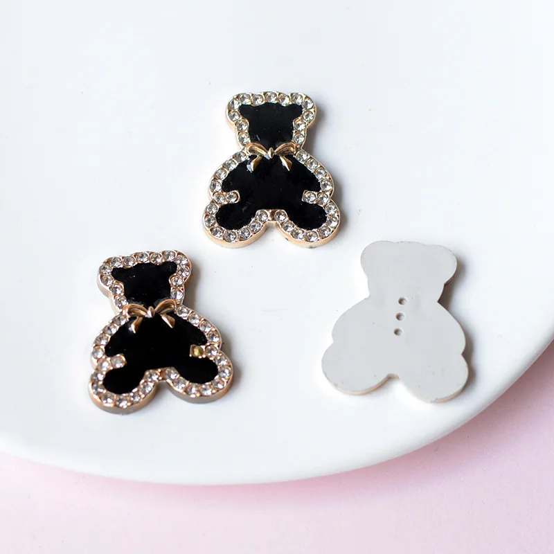 WFFNNKC 10Pcs Glitter Diamond Bowknot Bear Resin Flat Back Patch DIY Hair Clip Craft Supplies Scrapbooking Decor Accessories