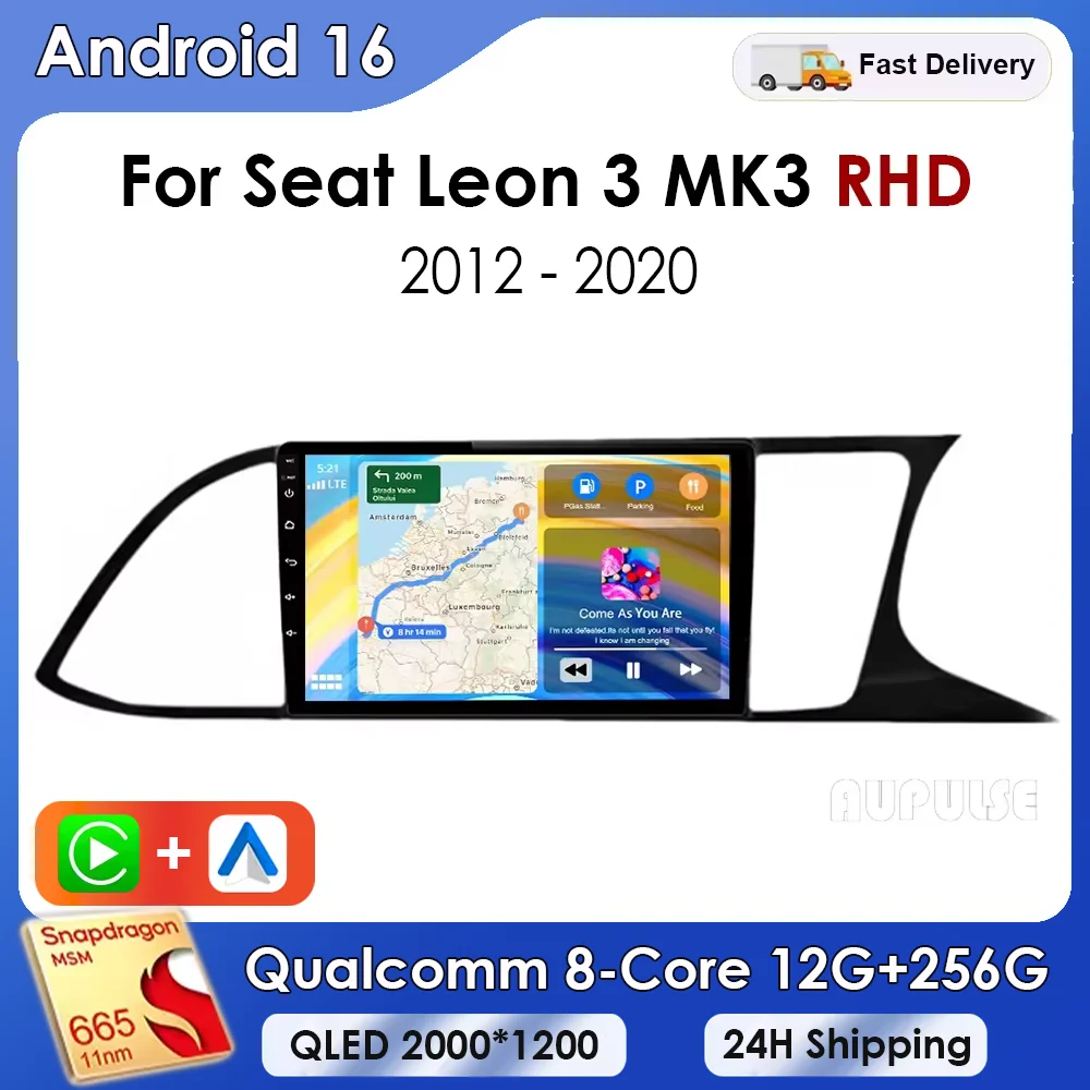 Radio para Auto con Pantalla QLED 2K para Seat Leon 3 MK3 2012-2020, Android 16, Carplay, Navegación Automática, 4G WIFI, Reproductor Multimedia de Video, Estéreo