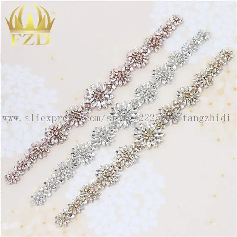 Fangzhidi Wholesale Rhinestone flower crystal patch  Sewing On for Waist Belt Motif Patch rhinestones for clothing sew on