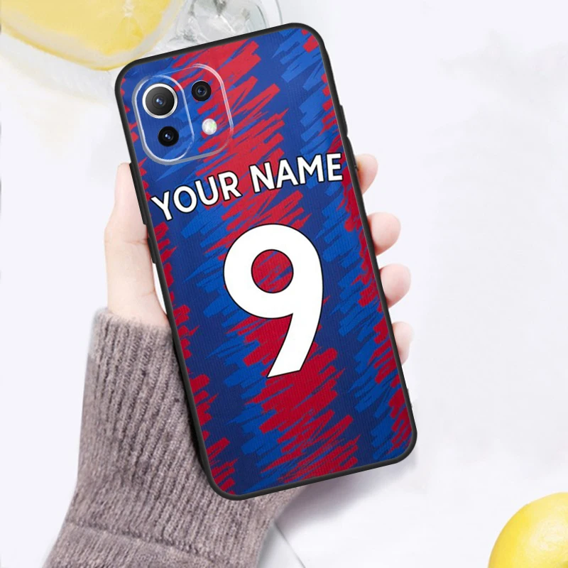 Custodia personalizzata per numero di nome di calcio per POCO F5 Pro F3 F4 X4 GT M5s M4 X3 X5 Pro Cover per Xiaomi 11T 12T Pro 12X13 Lite