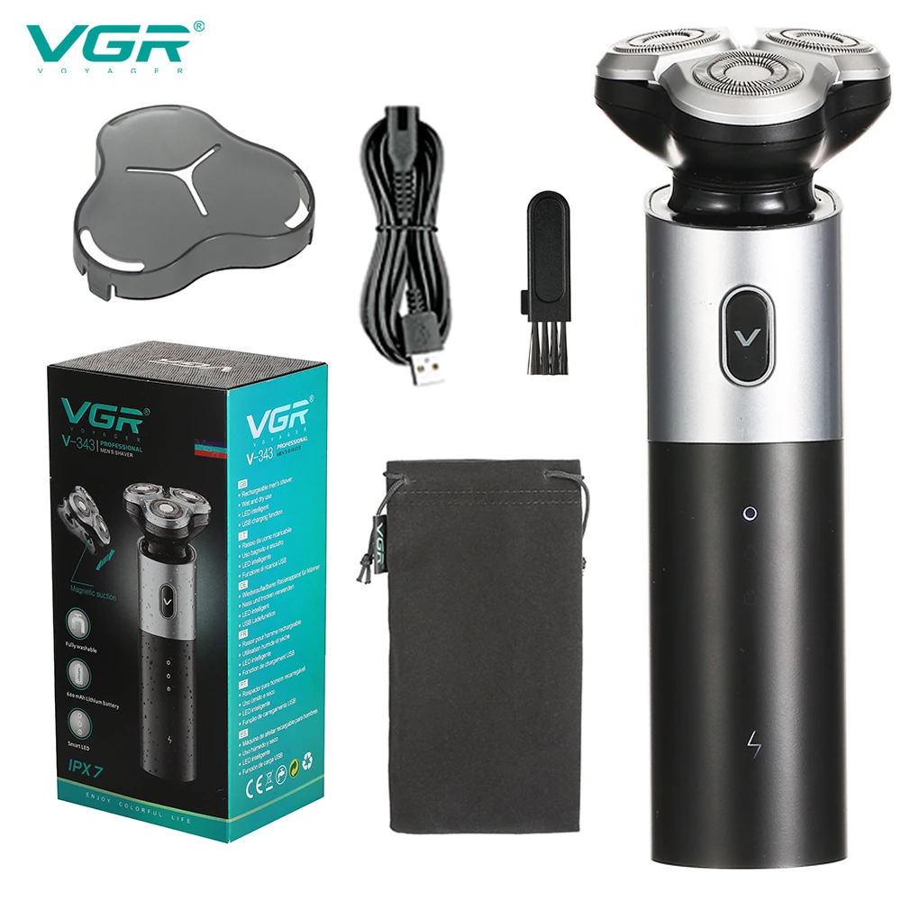 VGR Wet Dry Electric Shaver For Men Beard Stubble Rechargeable Electric Razor Facial Shaving Machine Washable