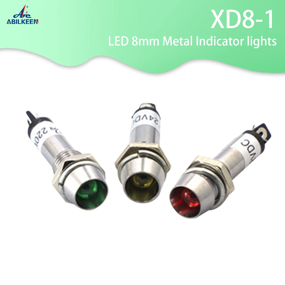 

LED 8mm Metal Indicator lights 10pcs waterproof Signal lamp and LED light Signal Convex lamp XD8-1 5 colors 12V 24V 220V