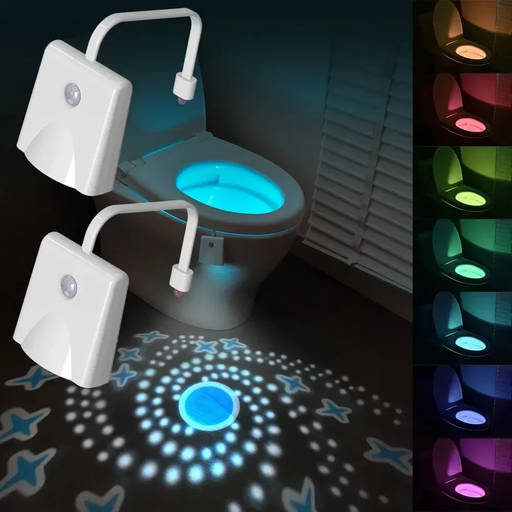 

Toilet Motion Sensor Night Light Rechargeable Star Projection Waterproof Adjustable RGB Induction Ambient Lamp WC Bowl Bathroom