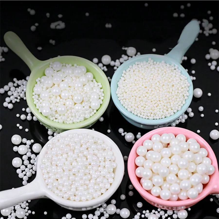 100G 2mm/4mm/6mm/8mm White Pearls Balls Sprinkles Baking Sprinkles Cupcake Decorations Wedding Cake For Decoration Only