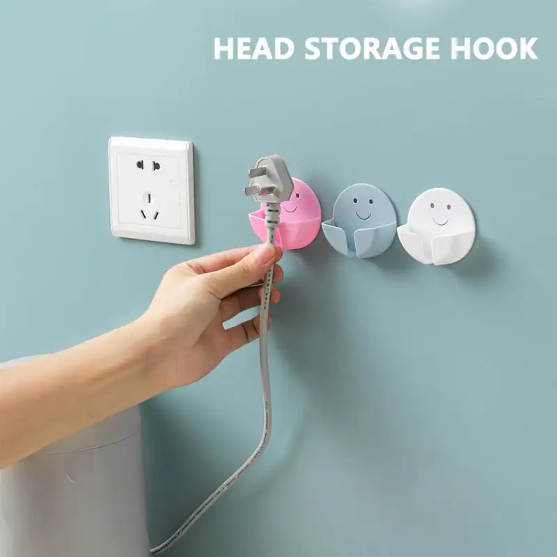 No Punch Power Cord Plug Wall Storage Hooks Strong Non-marking Plug Socket Hanger Kitchen Plug Holder Support  Fixed Paste Hooks