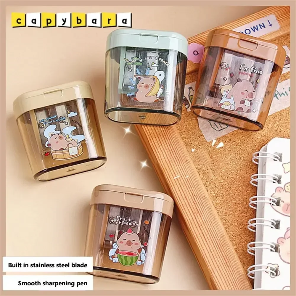 Capybara Pencil Sharpener Student Cute Pencil Sharpener Cartoon Mini Portable Double Hole Pencil Sharpener Sharpening Tools