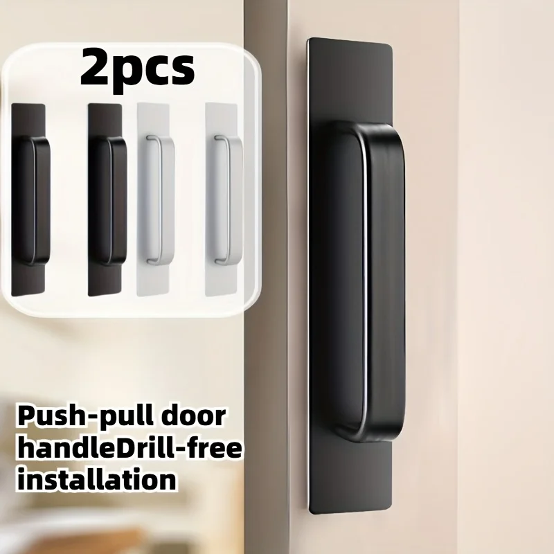 

2 черные овальные пластиковые дверные ручки | Push-Pull, установка без сверления для гаражных и шкафов
