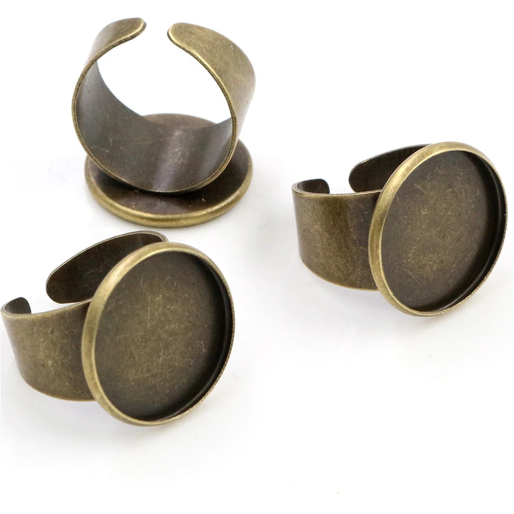 12/14/16/18/20/25mm 6 Colors Bronze Silver Plated Brass Adjustable Ring Setting Blank/Base,Fit 12-25mm Glass Cabochons Bezels