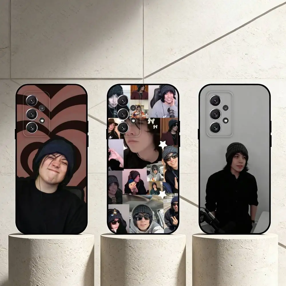 quackity Phone Case For Samsung S25,24,23,22,30,21,10,9,Ultra,Plus,Lite Soft Black Case