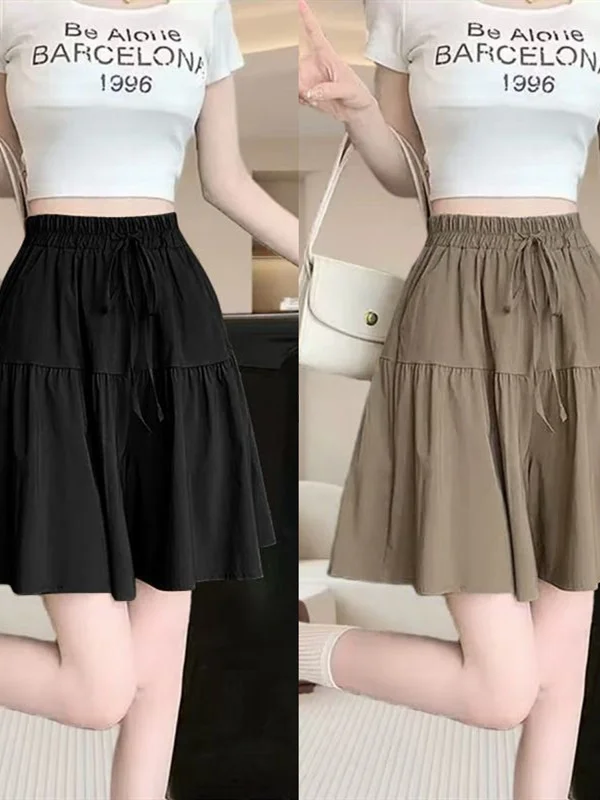 

Летние повседневные модные женские шорты с высокой талией, свободные, широкие, однотонные, универсальные, удобные, из полиэфирного волокна, не требуют глажки